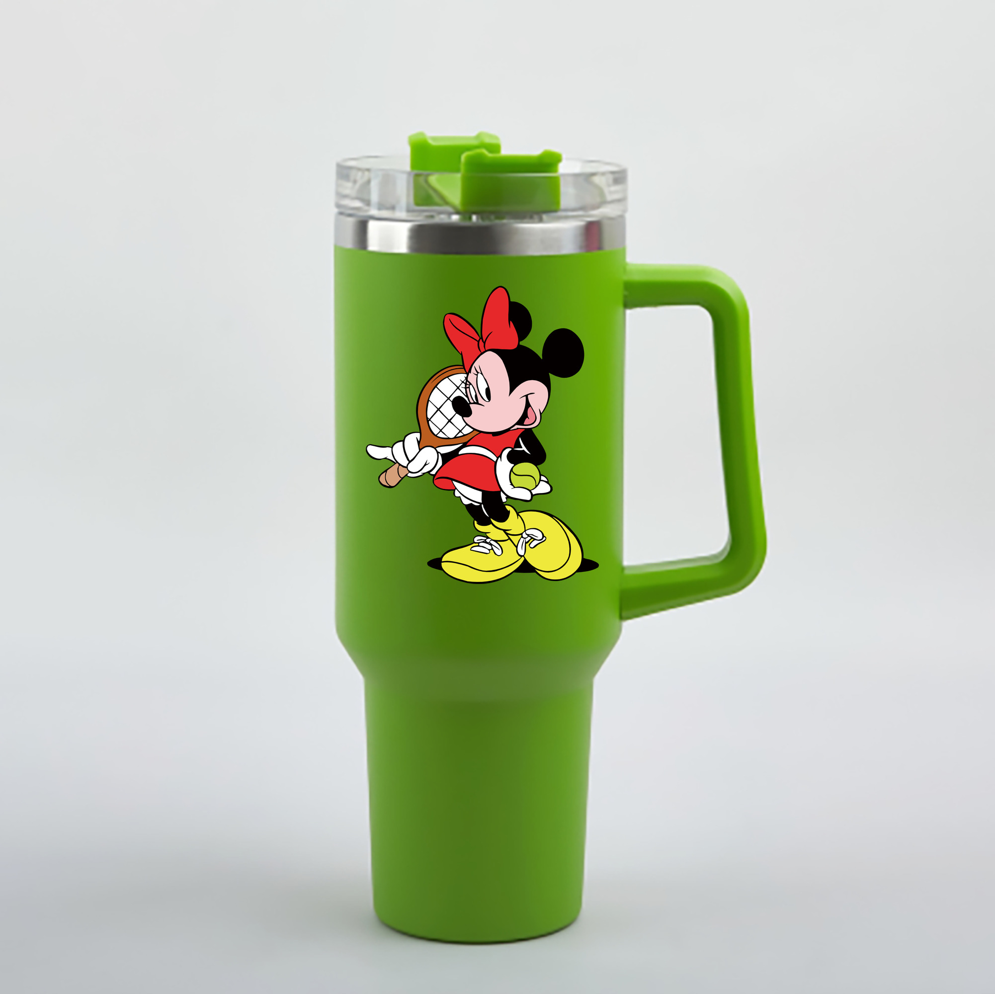 （画像用） ミッキーマウス Mickey Mouse 1200mL車用タンブラー - クリスタルステッカー（プラスチックストロー付き）